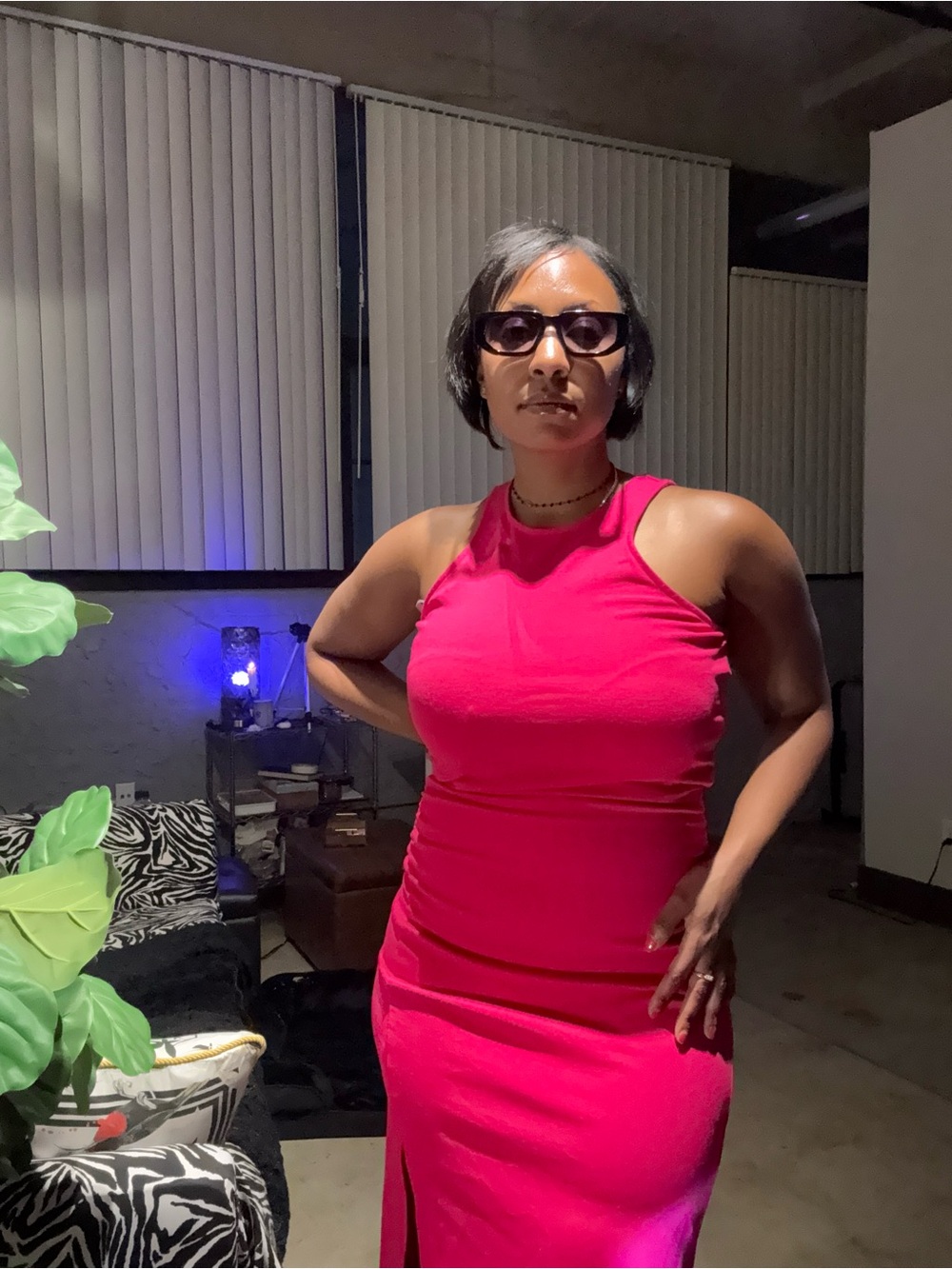 a new day Hot Pink Midi Bodycon Dress